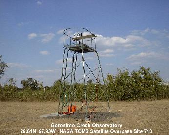 The shadowband radiometer was installed on this tower until it was moved to Texas Lutheran University in 2004.